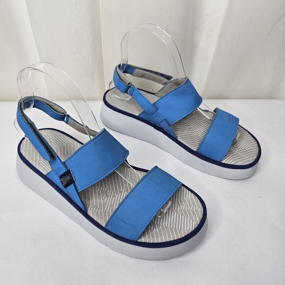 Fly London Cura Slingback Platform Sandal Blue Gray Size 38 - Picture 1 of 9